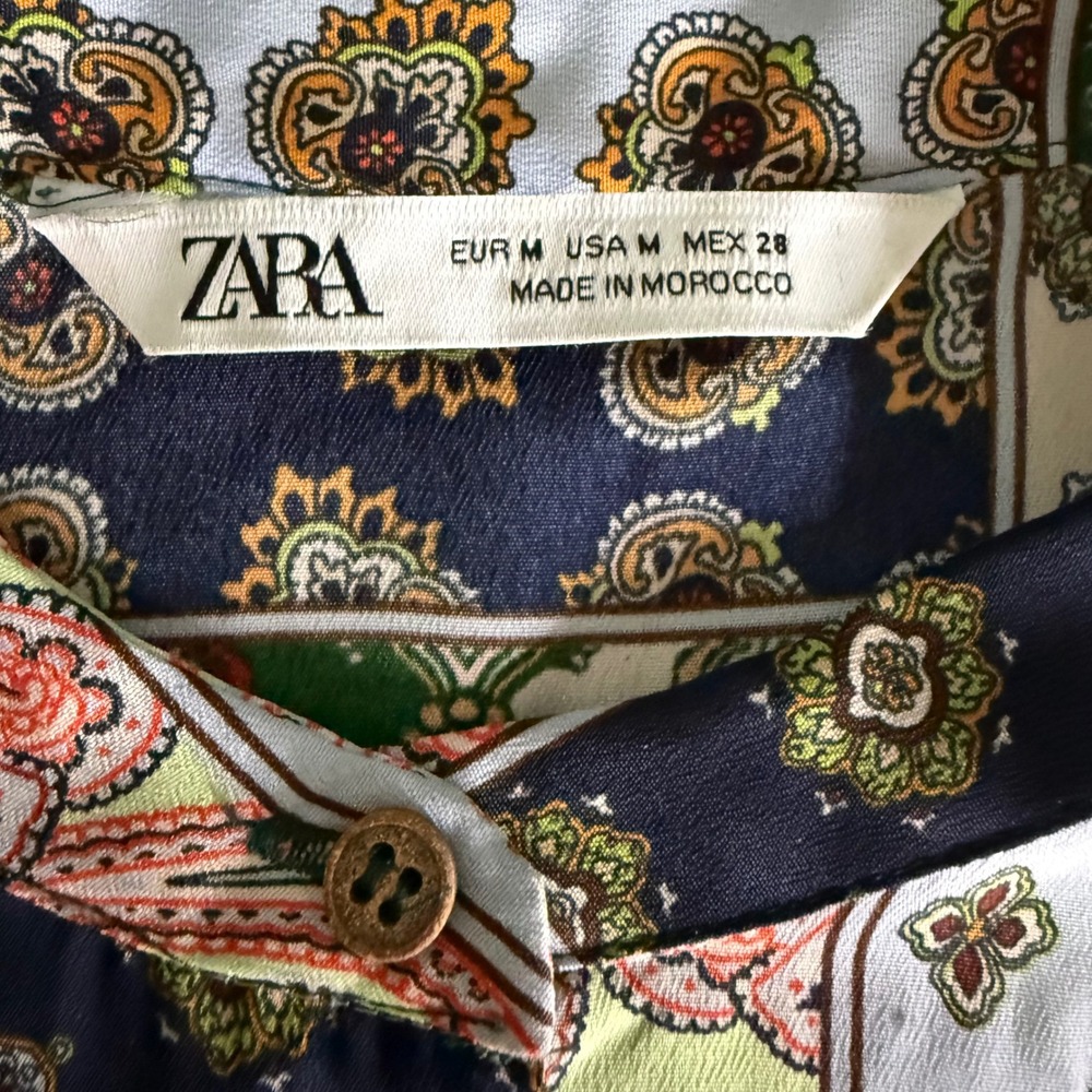 Zara Patchwork Print Button Up Long Sleeve Shirt … - image 5